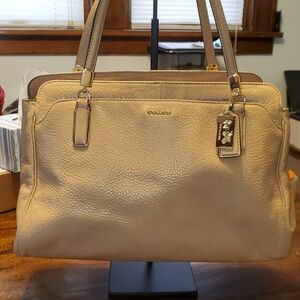 Coach handbag, Tan, Supple leather multi-pocket beautiful condition!
